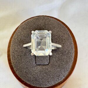 14K Gold Electroplate Cubic Zirconia Prong Set Statement Ring Size 7